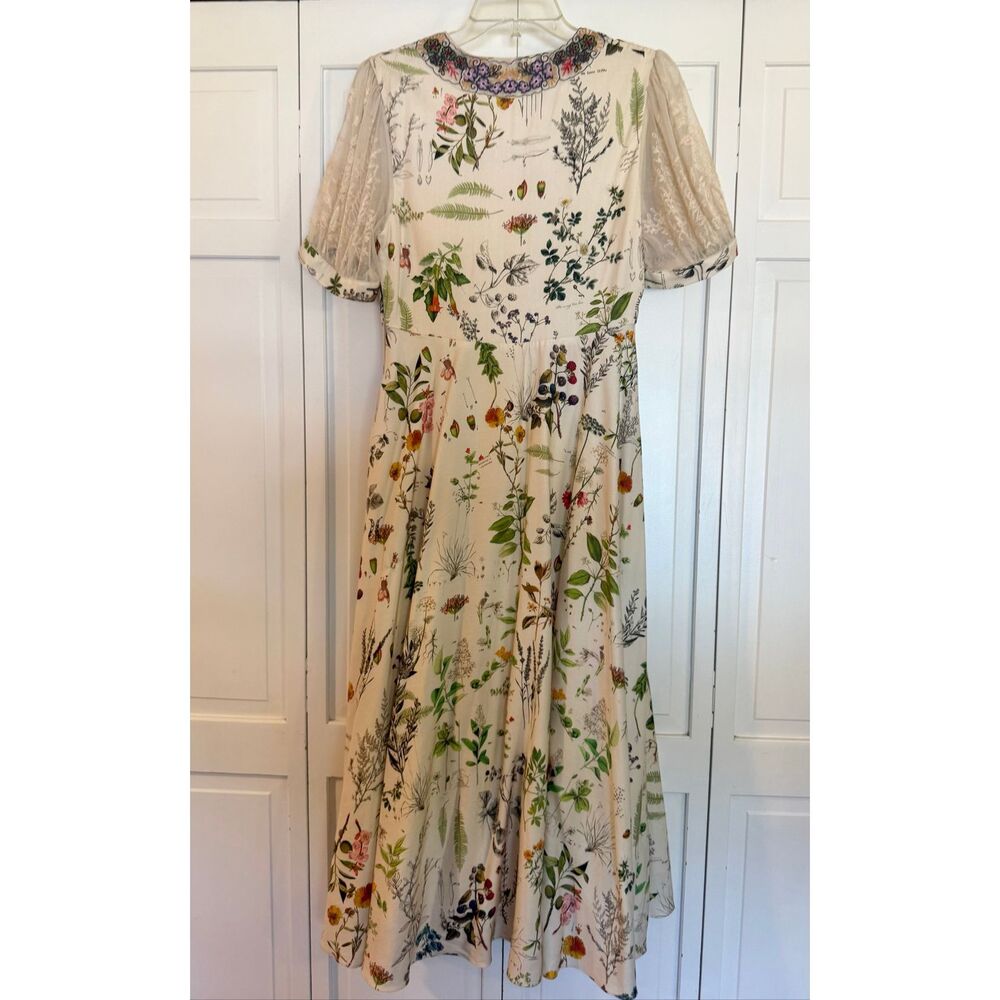 Anthropologie Gesha Designs Donna floral puff sleeve lace midi dress small - Picture 8 of 11